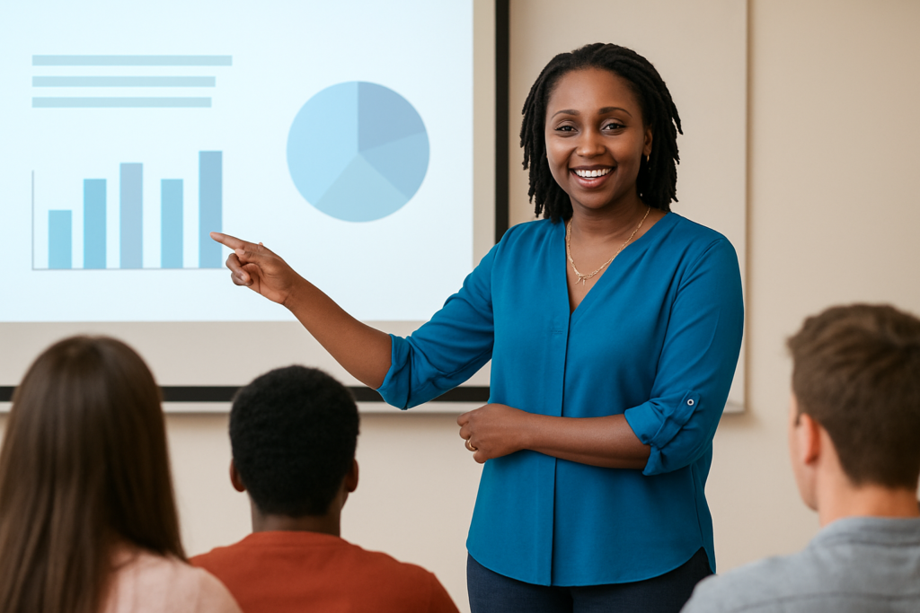 A corporate trainer at work